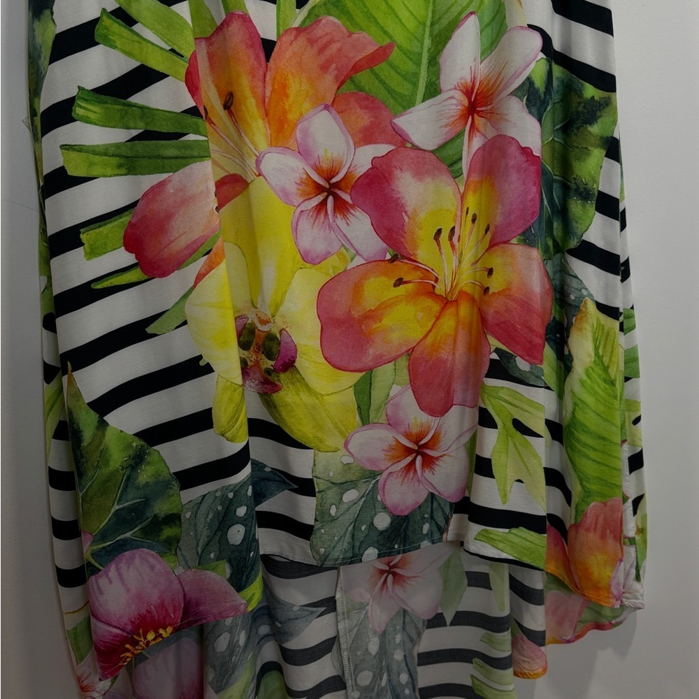 Cartise 16 Tropical Floral Midi Dress Bright Hibiscus Print Sleeveless Summer - Picture 6 of 15